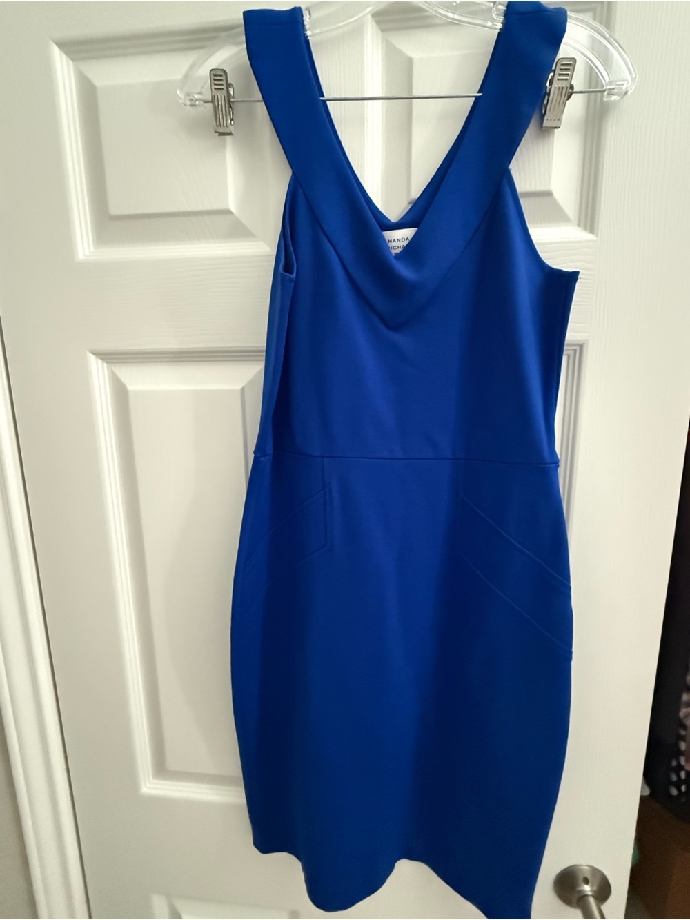 Amanda Uprichard Cobalt Blue Sleeveless V-Neck Midi Dress
